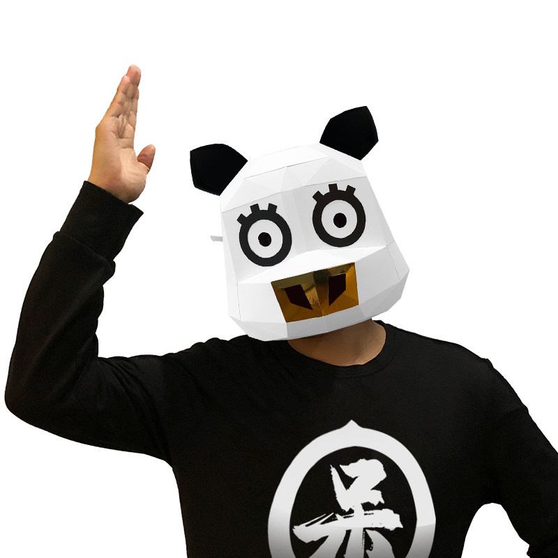 可爱猪头纸模动物头套创意儿童手工diy折纸成人面具学生演出道