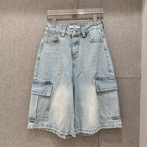 欧洲站欧货潮PH23浅色牛仔裤女夏季2025新款宽松工装阔腿中裤3042