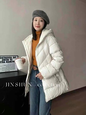 欧货高品质dodo+大方收腰带修身显瘦中长连帽鸭绒羽绒服 11183