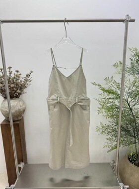 欧洲站女装PH23正品2026夏季洗水棉V领宽松吊带连衣裙6107
