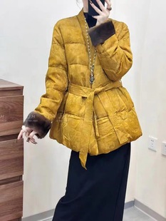 欧洲站冬季新款新洋气中长款国风桑蚕丝显瘦百搭白鸭绒羽绒服8913