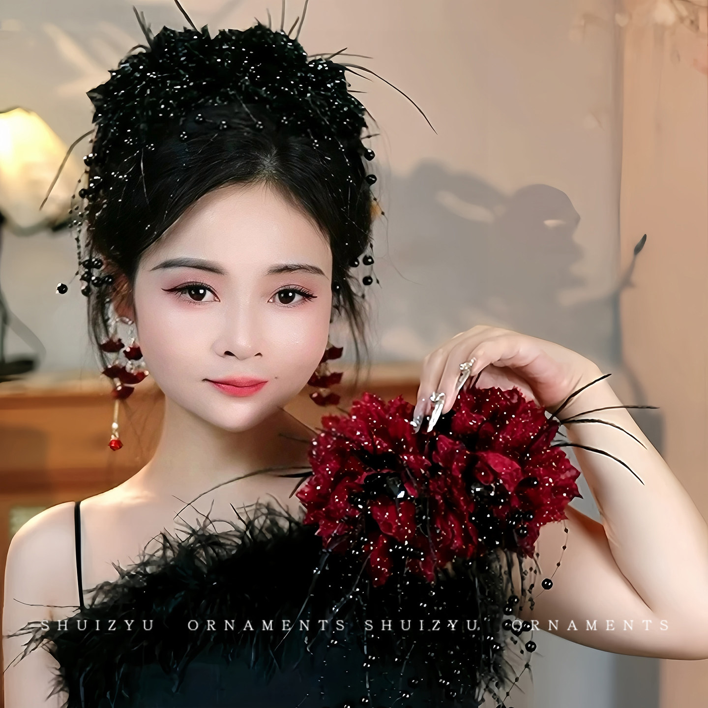芒果复古流苏大号抓夹女盘发发夹后脑勺鲨鱼夹发卡头饰夹子饰品mg