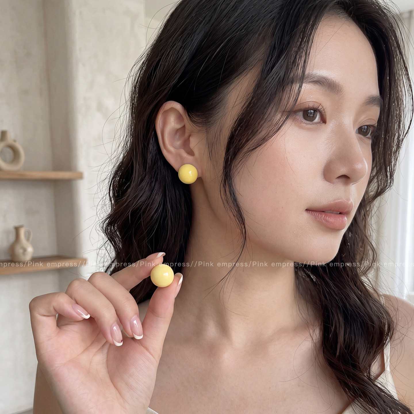 芒果彩色圆形豆豆耳钉多巴胺糖果色高级感耳环爆款夏季耳饰饰品mg