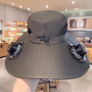 太阳能风扇帽大檐遮阳帽子男夏季户外钓鱼防晒帽防紫外线登山帽女