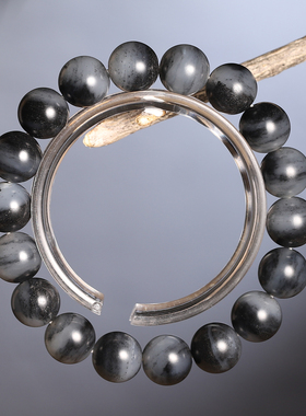 青花籽料和田玉圆珠手串