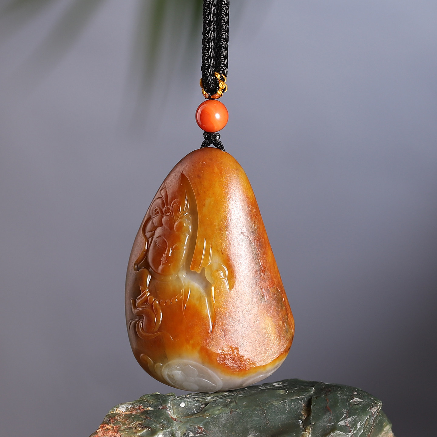 新疆天然和田玉籽料原石独籽红皮观音吊坠男女款挂件玉佩将将