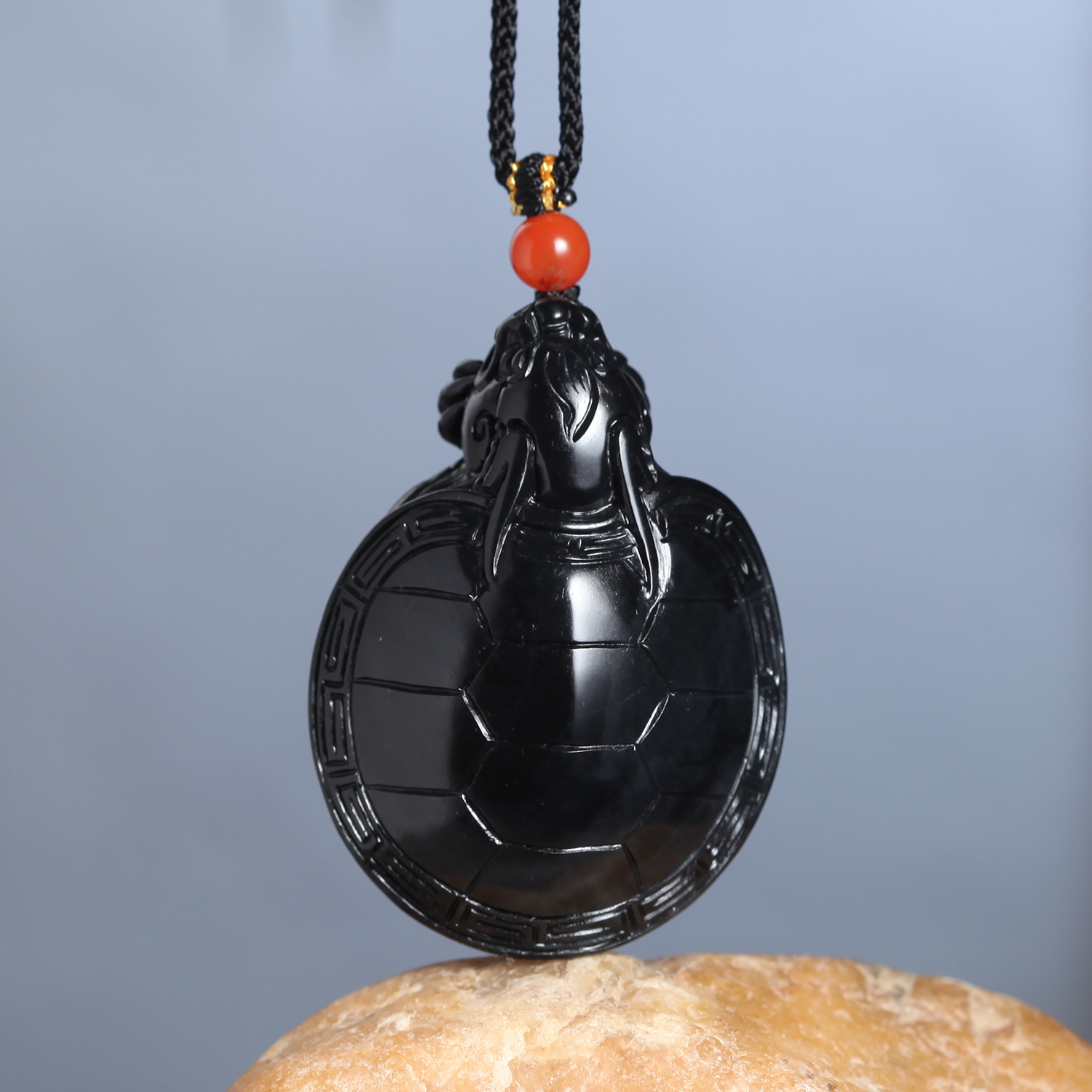 新疆和田玉聚墨青花籽料龙龟吊坠天然玉石男女款玉佩将将