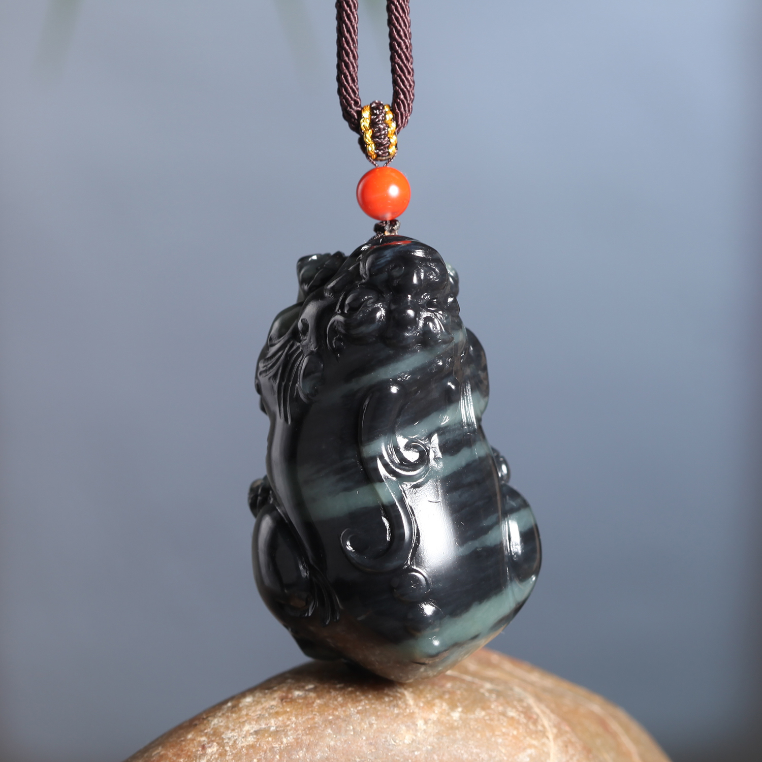 新疆和田玉籽料青花貔貅吊坠天然玉石男女款玉佩将将