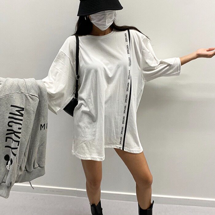 胖MMt恤女中长款宽松大码女装休闲字母短袖打底衫女2026夏季新品