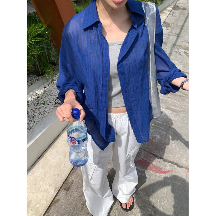 韩国chic2026夏季亚麻宽松显瘦大码女装百搭棉麻透气舒适防嗮衬衫