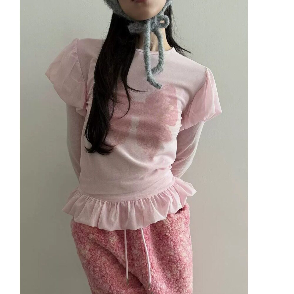 chic韩国蕾丝花边拼接甜美打底衫修身上衣假两件性感柔美感2026春