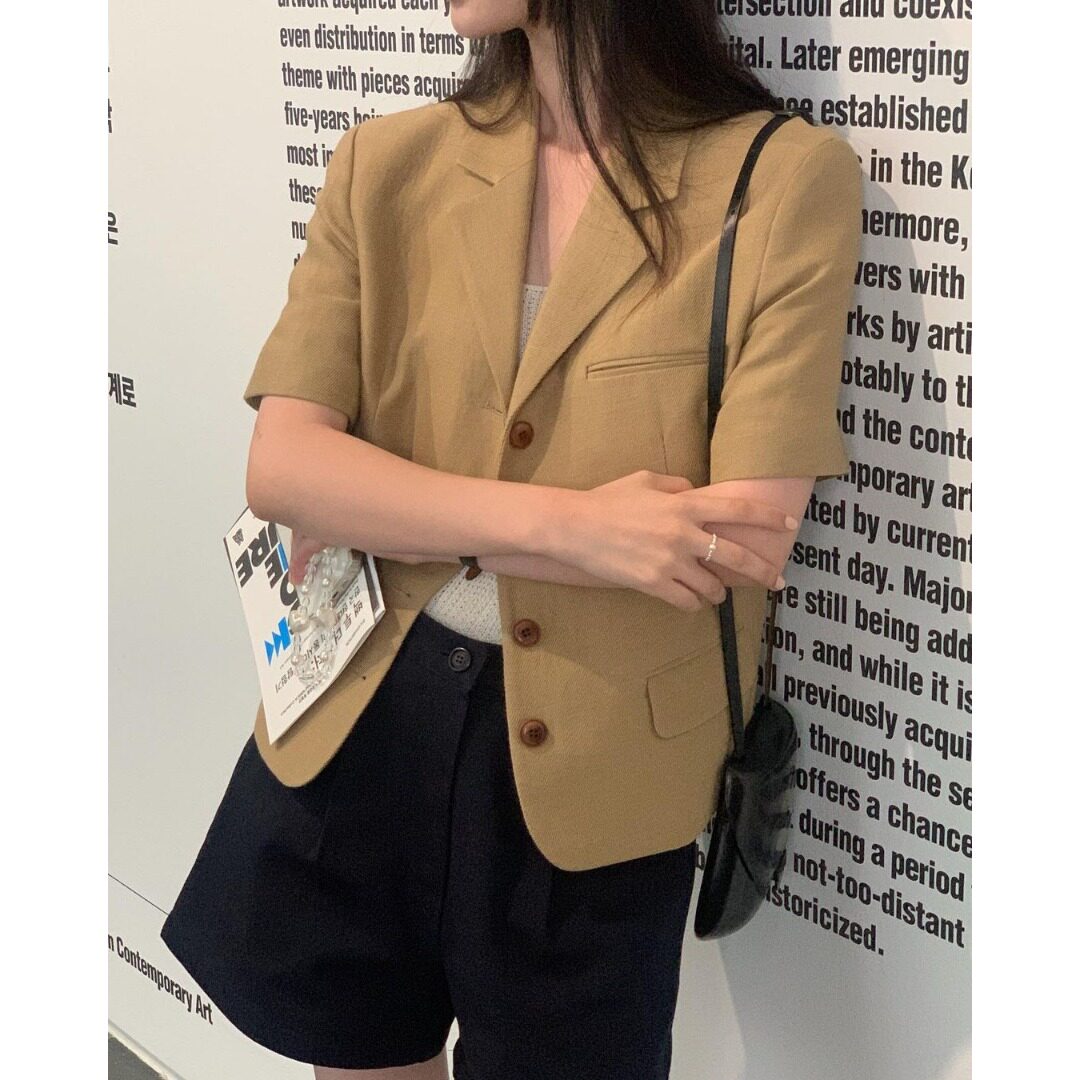 韩风chic2026夏季新品气质短款宽松显瘦西装外套带内衬开衫上衣女