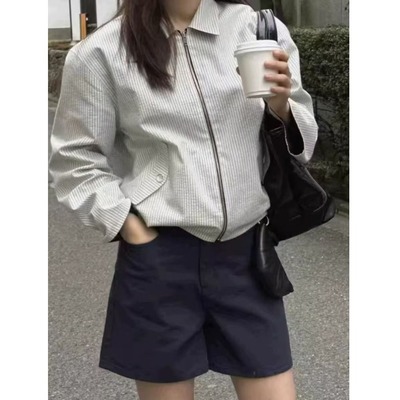 韩国chic2025秋季新品宽松时尚百搭小众个性两面穿夹克外套外套