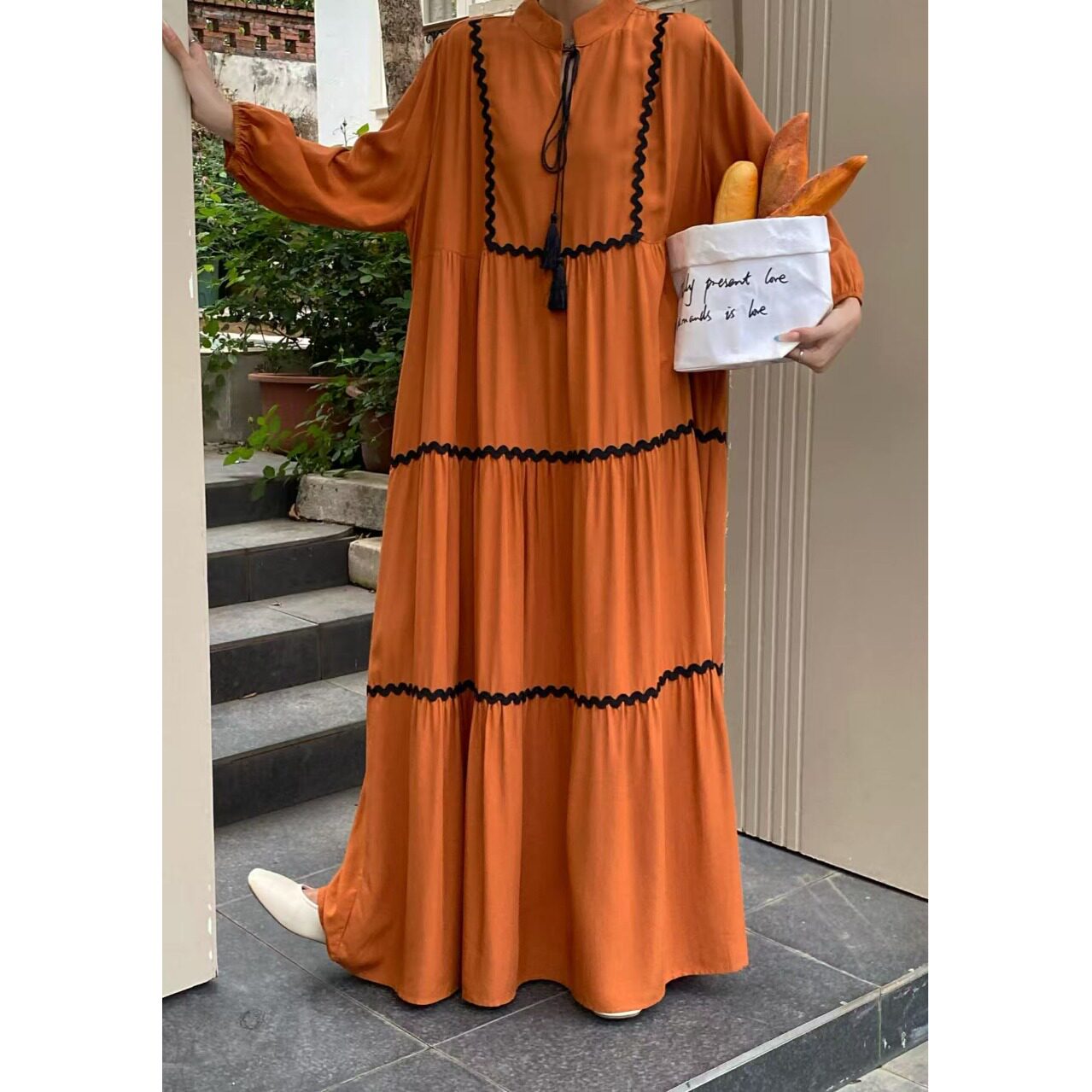 韩风chic2026春季新品宽松显瘦过膝长款大码慵懒中长款小众连衣裙
