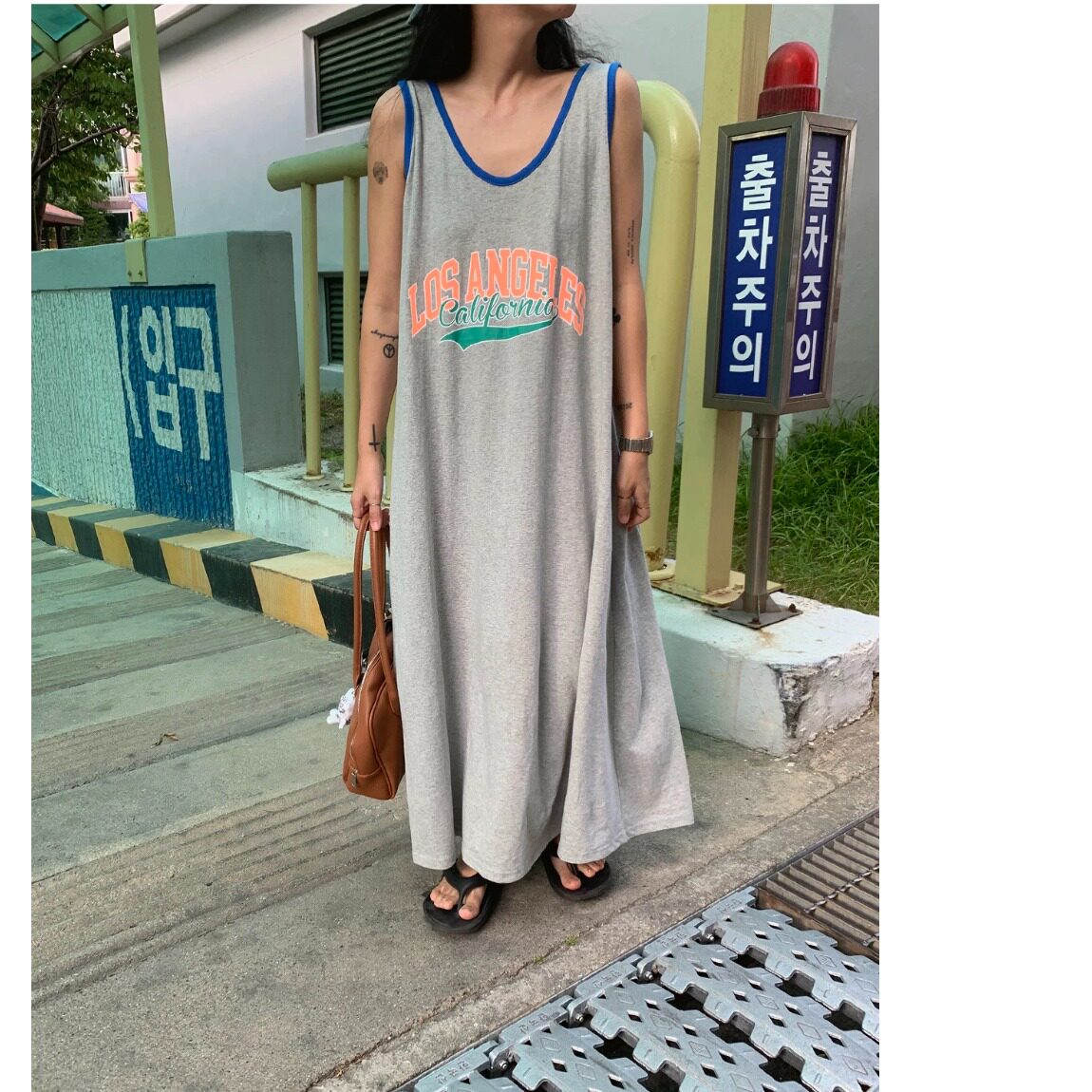 韩风chic2026夏季新品宽松显瘦百搭裙子美式休闲运动风印花连衣裙
