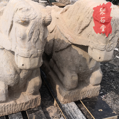 明清老石马门墩马槽老石雕石器青石拴马柱桩汉白玉马到成功石马像