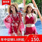 Áo trùm đầu nước ngoài bikini nhỏ ngực khoe áo tắm siêu mỏng siêu mỏng nữ sinh viên Hàn Quốc phiên bản tua rua kiểu Tokyo - Bikinis