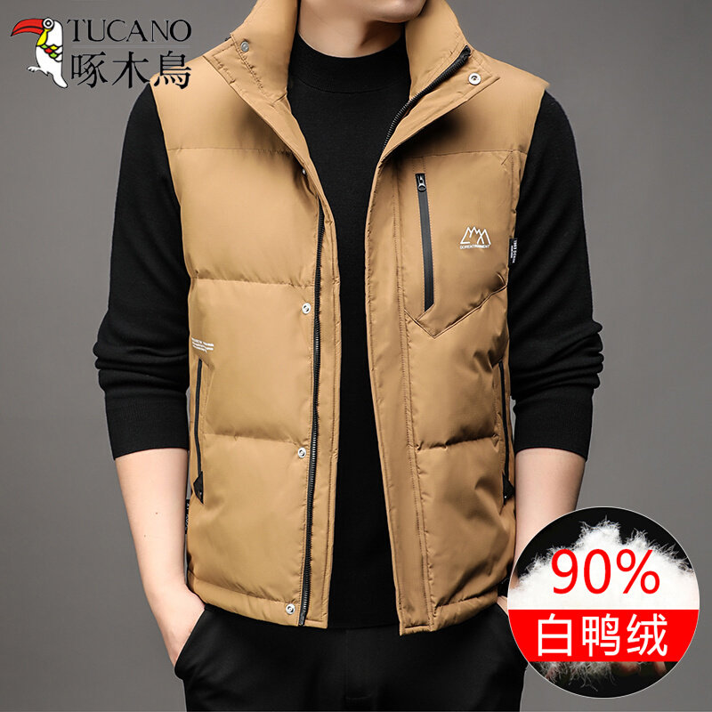 딱따구리 남자 다운 조끼 가을 겨울 남자 따뜻한 조끼 화이트 오리 다운 재킷 겨울 자켓 남자 유행