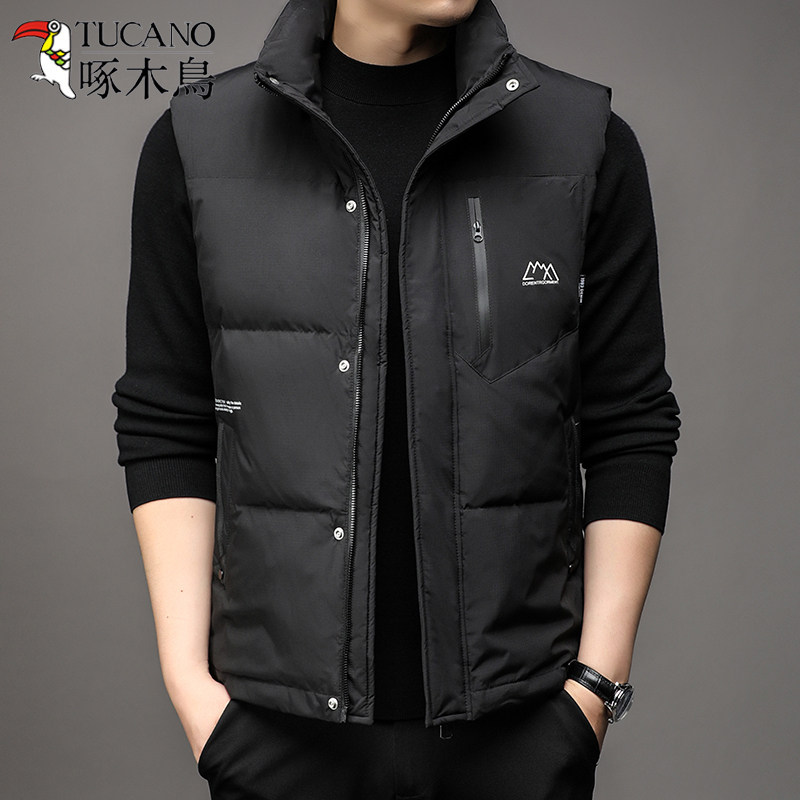 딱따구리 남자 다운 조끼 가을 겨울 남자 따뜻한 조끼 화이트 오리 다운 재킷 겨울 자켓 남자 유행