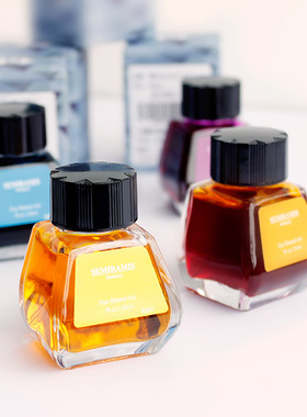 正品Semiramis狮美乐彩色墨水非碳素钢笔水30ml黑色蘸水笔ink进口墨水钢笔用不堵笔可调色24色瓶装彩墨学生用