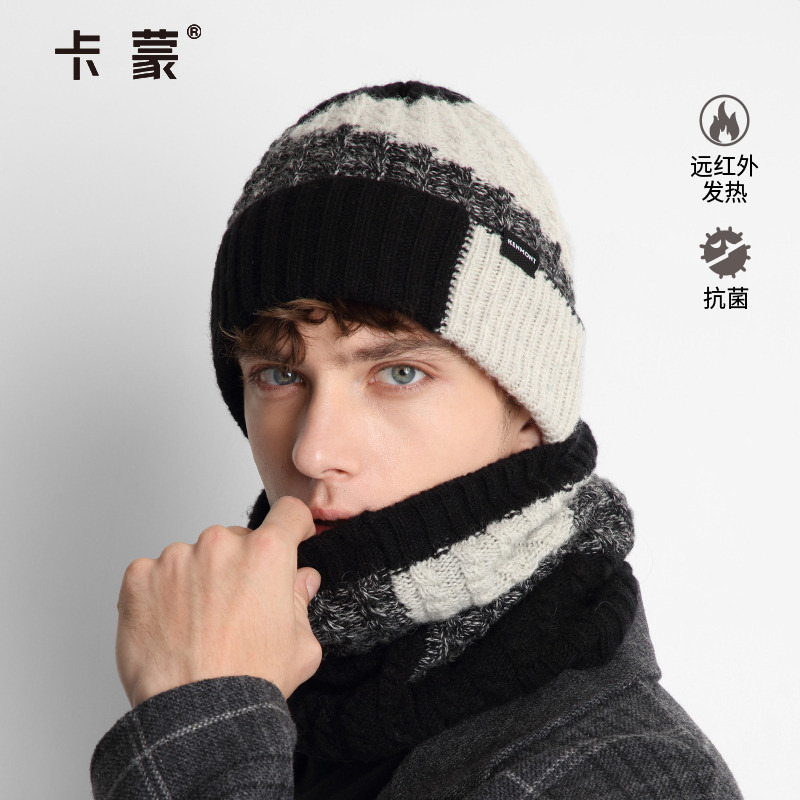 卡蒙加绒套头毛线帽男秋冬大头围