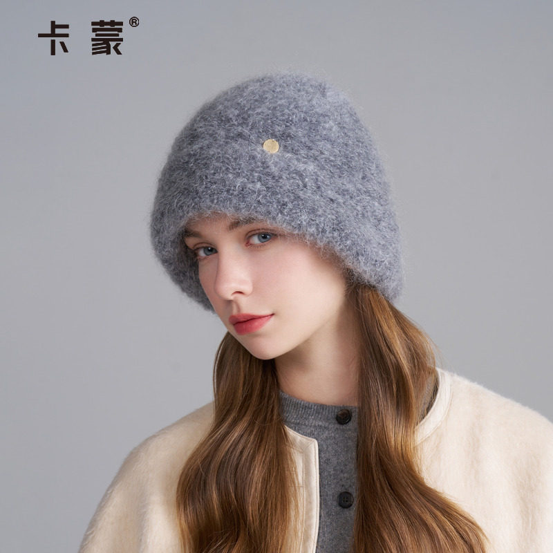 【号妹推荐】卡蒙马海毛绵羊毛甜美云朵针织帽女2025新款镂空