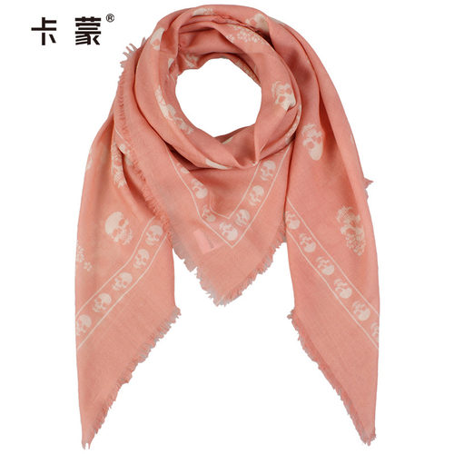 kenmont针织围巾韩国女羊毛骷髅