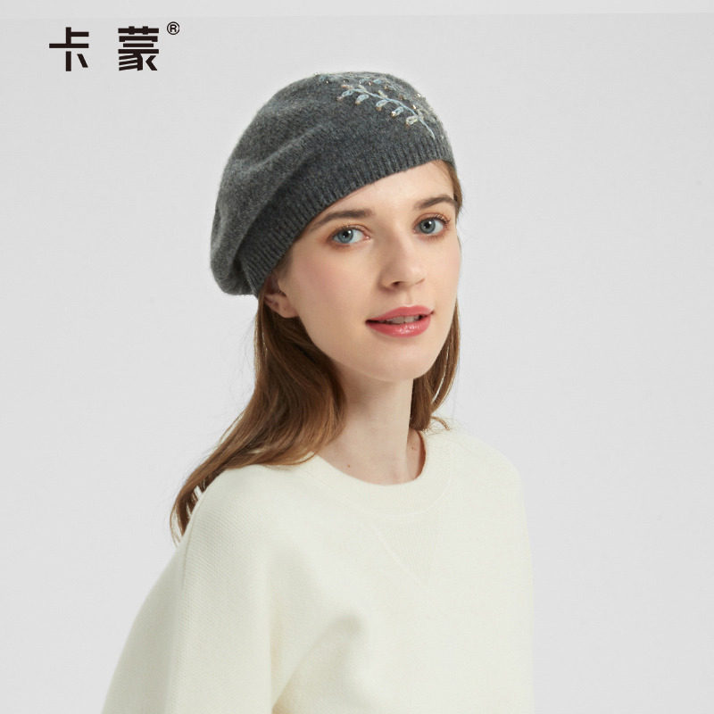 卡蒙羊毛贝雷帽女软妹日系针织帽甜美可爱帽子秋冬女潮韩版毛线帽