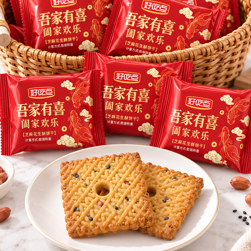 好吃点芝麻花生酥饼结婚喜饼小包装婚庆喜糖休闲小零食茶点心