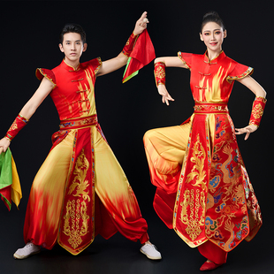 2025新款成人打鼓演出服装男女喜庆锣鼓腰鼓舞龙舞狮秧歌表演服装