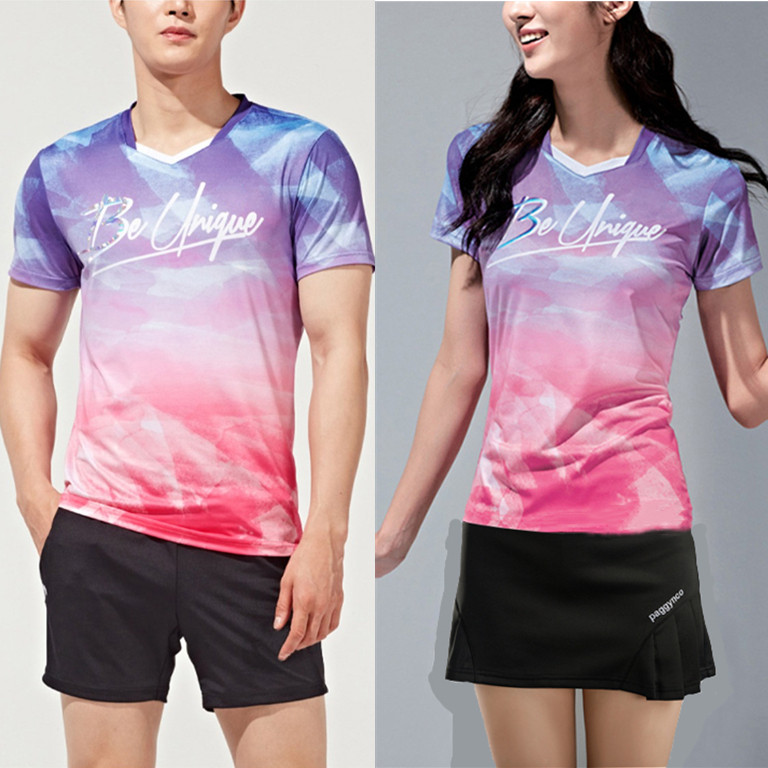2023羽毛球服男 女运动短袖速干跑步休闲上衣情侣t恤团体队服定制