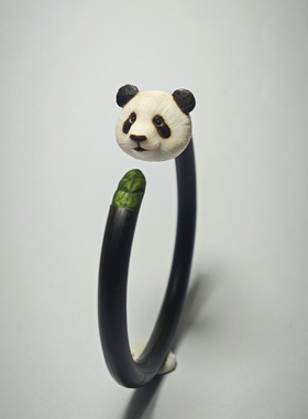 【萌兰活动款】大熊猫鸡血藤手镯情人节生日七夕礼物男女情侣镯子