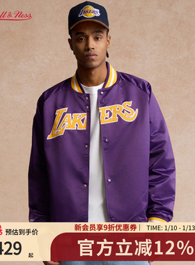 mitchell&ness夹克立领刺绣缎面防风保暖御寒运动棒球外套男MN