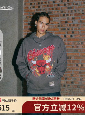 mitchell&ness25秋冬新品卫衣公牛猛龙潮流保暖运动连帽卫衣男MN