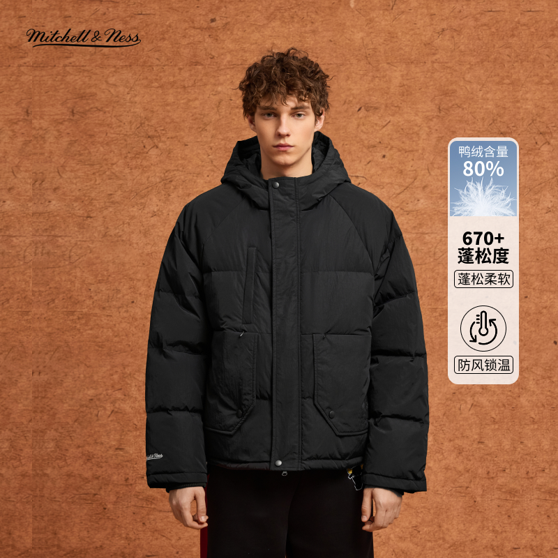 mitchell&ness连帽羽绒服男MN