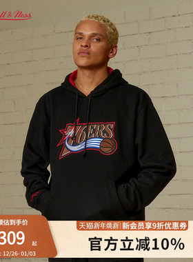 mitchell&ness卫衣湖人勇士76人经典百搭厚实保暖运动连帽衫男MN