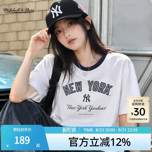 MNxMLB道奇洋基运动短袖T恤男女