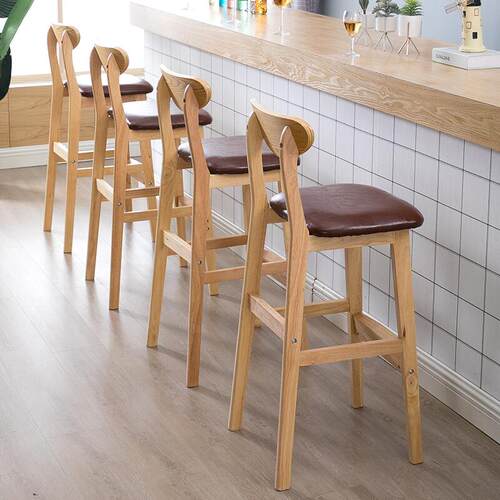 实木吧台椅现代简约家用