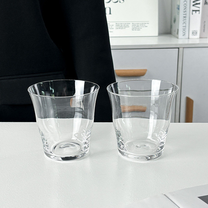 ins风阔口冰美式拿铁咖啡杯鸡尾酒杯透明玻璃简约冷饮苏打气泡杯