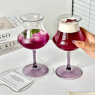 新中式反口鸡尾酒杯郁金香玻璃杯高脚杯闻香杯特调杯苏打气泡水杯