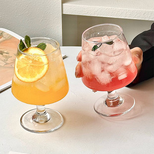 ins风菱形矮脚玻璃杯饮品杯高颜值鸡尾酒杯冷咖啡杯苏打气泡水杯