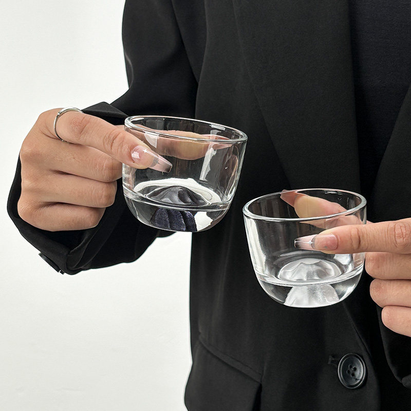 藏金高山杯高档杯子玻璃杯高颜值功夫茶杯二两白酒杯2024款烈酒杯