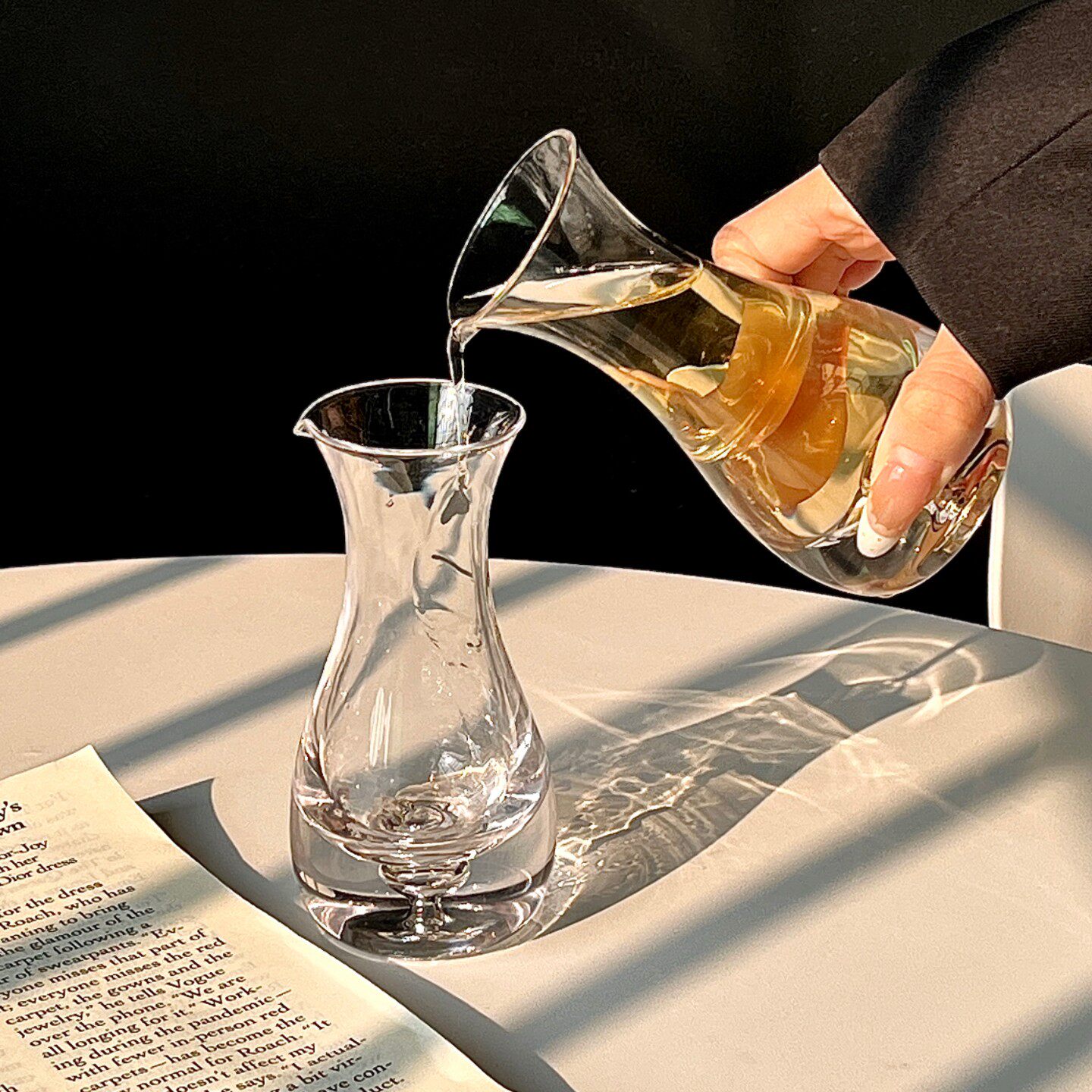 ins玻璃分酒器家用烈酒白酒醒酒器分酒壶商用凹底水珠分酒器