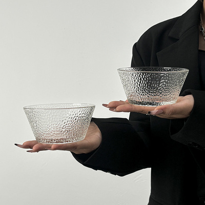 轻奢风透明玻璃碗家用大号沙拉碗水果碗高颜值水果盘大碗果盆餐具