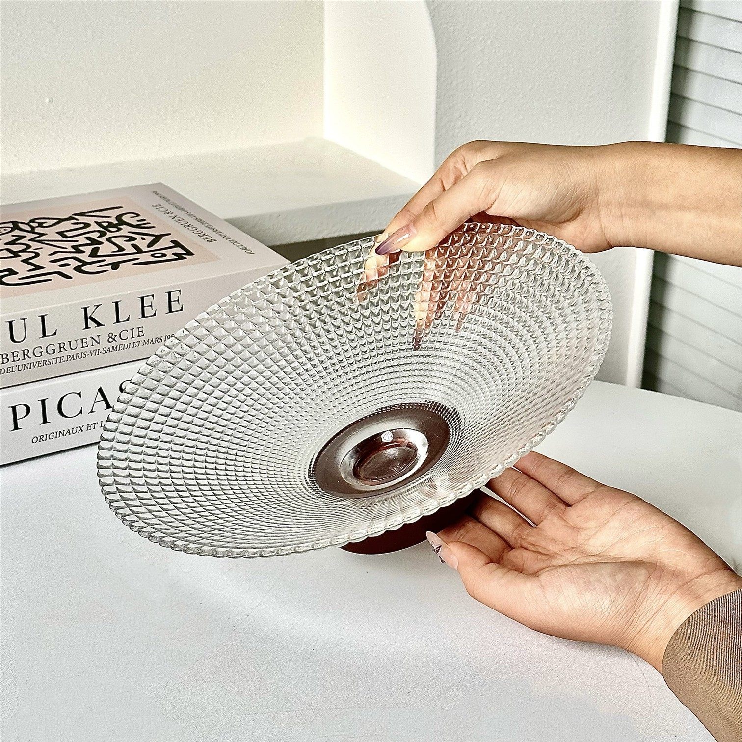 创意简约水果盘玻璃水晶透明现代家用客厅茶几零食干果盘个性精致