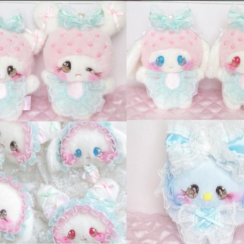 日本本土代购手作pream粉色洛丽塔少女抱偶玩具兔子毛绒公仔草莓