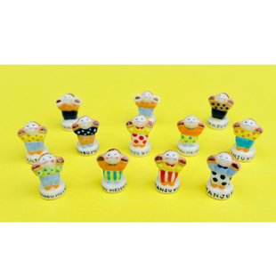 日本本土代购手工手作陶制陶器手绘玩具福禄寿摆件日式碗碟收纳