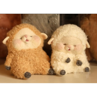 小众手工毛绒毛毡玩具玩偶可爱小动物虎头虎脑兔子羊 日本本土代购