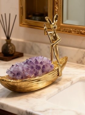 新中式紫水晶玄关开运摆件