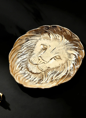 知南艺术 |舶来品狮子王首饰托盘高级感立体浮雕手工锡锌合金摆件